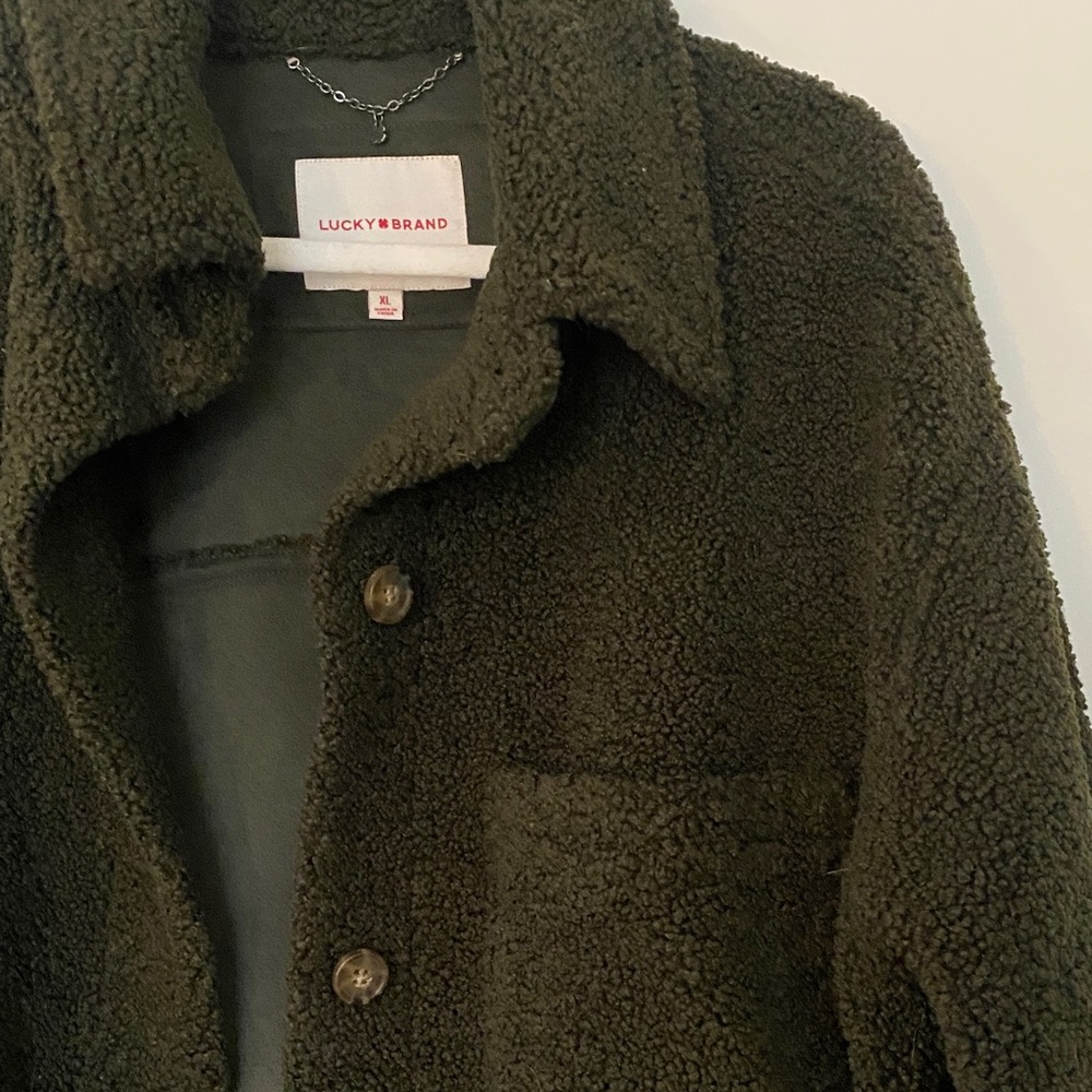 NWT Lucky Brand Olive Sherpa Coat